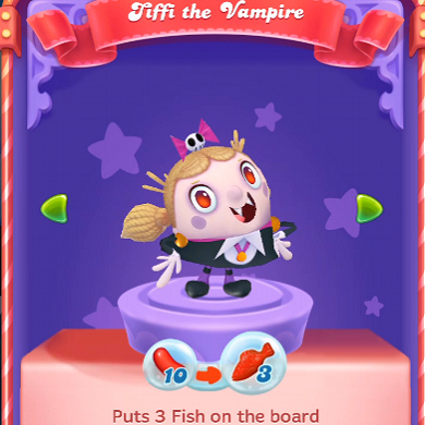 a) Candy Crush Saga visual interface; (b) Tiffi character