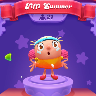 a) Candy Crush Saga visual interface; (b) Tiffi character